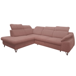 Narożnik z funkcją spania ROBSON różowy lewy 285x210 cm