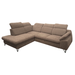 Narożnik z funkcją spania ROBSON brązowy lewy 285x210 cm 