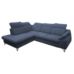 Narożnik z funkcją spania ROBSON granatowy lewy 285x210 cm 