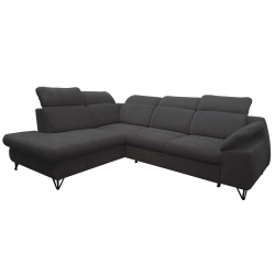 Narożnik z funkcją spania ROBSON ciemny grafit lewy 285x210 cm