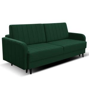 Kanapa REBBEL pikowane pasy z funkcją spania, zielona 220x100 cm