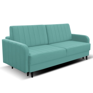 Kanapa REBBEL pikowane pasy z funkcją spania, miętowa / turkusowa 220x100 cm (1)