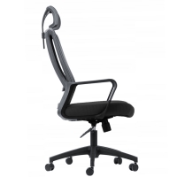 czarny szary popiel siatka obrotowy na kółkach fotel SELENOR biurowy bok.jpg