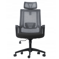 czarny szary popiel siatka obrotowy na kółkach fotel SELENOR biurowy front.jpg