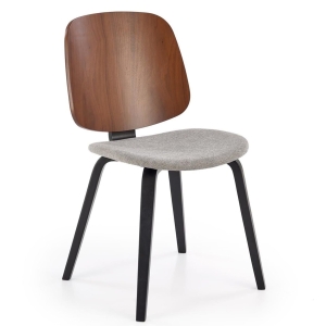 Krzesło tapicerowane HULTON orzech, popiel, czarne nogi 54 cm