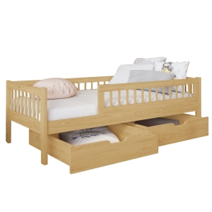 Łóżko dziecięce z szufladami tapczan MUFLON 77x146 cm cappuccino ze szczebelkami