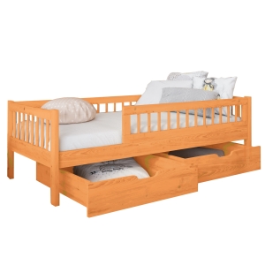 Łóżko dziecięce z szufladami tapczan MUFLON 87x186 cm buk ze szczebelkami