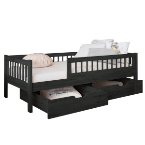 Łóżko dziecięce z szufladami tapczan MUFLON 87x186 cm wenge ze szczebelkami