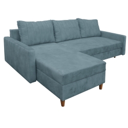 Narożnik z funkcją spania KARIM 225x145 cm niebieski / błękitny