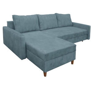 Narożnik z funkcją spania KARIM 225x145 cm niebieski / błękitny