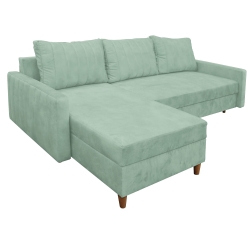 Narożnik z funkcją spania KARIM 225x145 cm miętowy / niebieski