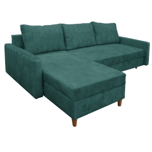Narożnik z funkcją spania KARIM 225x145 cm turkusowy / zielony