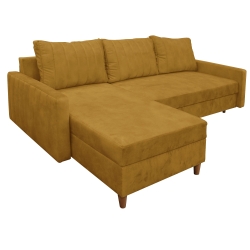 Narożnik z funkcją spania KARIM 225x145 cm złoty / miodowy