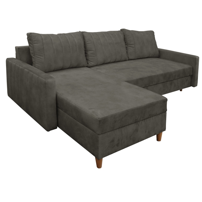 Narożnik z funkcją spania KARMELO z pikowanymi poduchami SALLY10 grafitowy lewy skos.jpg