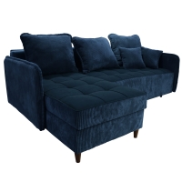 Narożnik z funkcją spania sztruksowy z poduchami i pojemnikiem na pościel KALIPSO zielony poso 05, uv2967 skos 5 poduszek.jpg