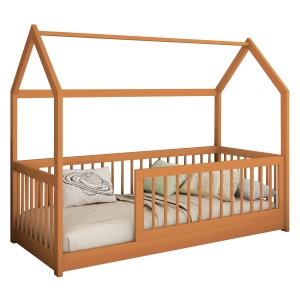Łóżko dziecięce domek MADAGASKAR 2 146x77 cm z barierkami olcha