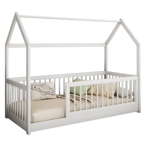 Łóżko młodzieżowe domek MADAGASKAR 2 186x87 cm białe z barierkami 