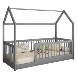 Łóżko młodzieżowe domek MADAGASKAR 2 186x87 cm z barierkami popielate