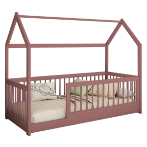 Łóżko młodzieżowe domek MADAGASKAR 2 186x87 cm z barierkami różowe