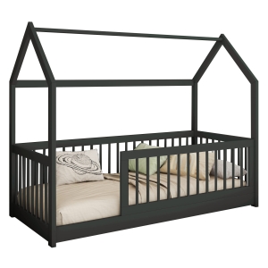 Łóżko młodzieżowe domek MADAGASKAR 2 186x87 cm z barierkami wenge