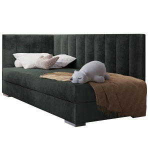 Łóżko młodzieżowe tapicerowane MACEDONIA 3 205x95 cm tapczan z zagłówkiem i pojemnikiem na pościel grafitowy