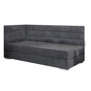 Łóżko młodzieżowe tapicerowane MOFFAT 3 206x95 cm tapczan z zagłówkiem i pojemnikiem na pościel grafitowy