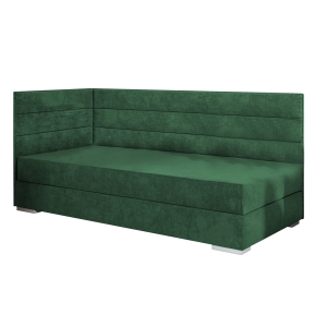 Łóżko młodzieżowe tapicerowane MOFFAT 3 206x95 cm tapczan z zagłówkiem i pojemnikiem na pościel zielony