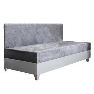 Łóżko młodzieżowe tapicerowane MALAGA 205x95 cm tapczan z pojemnikiem na pościel rama biała, tapicerka popielata