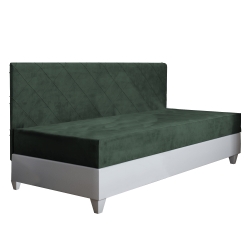 Łóżko młodzieżowe tapicerowane MALAGA 205x95 cm tapczan z pojemnikiem na pościel rama biała, tapicerka zielona