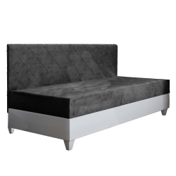 Łóżko młodzieżowe tapicerowane MALAGA 205x95 cm tapczan z pojemnikiem na pościel rama biała, tapicerka grafitowa