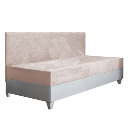 Łóżko młodzieżowe tapicerowane MALAGA 205x95 cm tapczan z pojemnikiem na pościel rama biała, tapicerka różowa