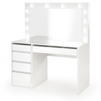 Toaletka w hollywodzkim stylu z lampami i dużym lustem białą szuflady HOLLYGLAM front main.jpg