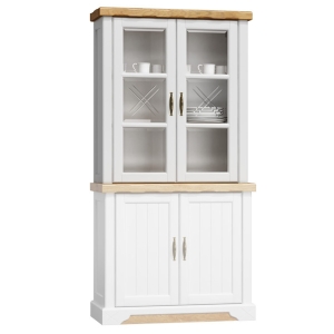 Witryna prowansalska OLMO 03 czterodrzwiowa biała, dąb naturalny