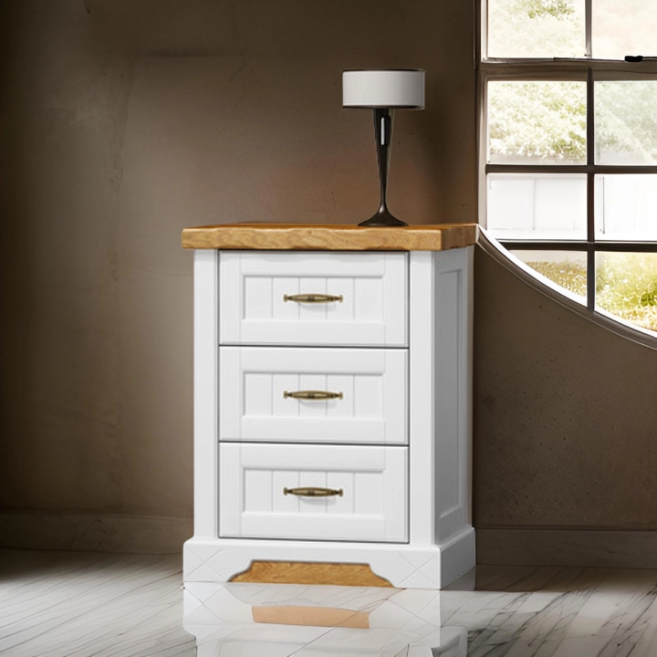 Komoda 3S OLMO06 w prowansalkim rustykalnym stylu biały dąb naturalny_1723819892223.jpeg