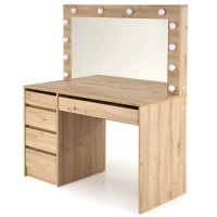 Toaletka w hollywodzkim stylu z lampami i dużym lustrem szuflady HOLLYGLAM XL dąb artisan.jpg
