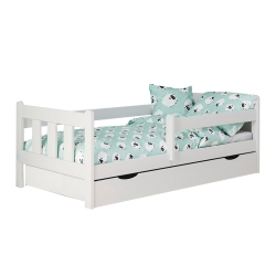 Łóżko dziecięce z szufladą HAMAR drewniane białe 160x80cm