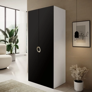 Szafa AGATA trzydrzwiowa 236x150cm głęboka (60cm) czarna zestaw 107