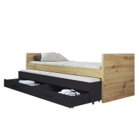 Łóżko modułowe HAVEN +1 dąb artisan - antracyt podwójny materac + pojemnik na pościel BIAŁY rozłożony.jpg