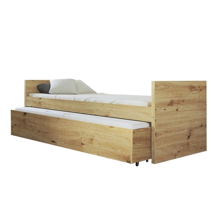 Łóżko modułowe HAVEN +1 dąb artisan podwójny materac rozłożone.jpg