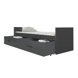 Łóżko młodzieżowe HAVEN 2 ze stelażem i dwiema szufladami 95x213 cm  antracyt