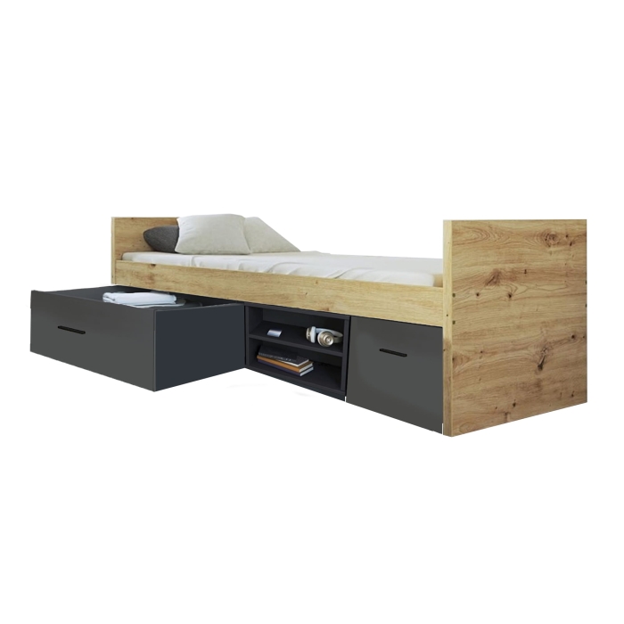 łóżko modułowe HAVEN 3 dąb artisan, antracyt main.jpg