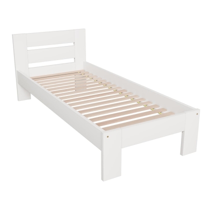 Drewniane łóżko białe HOXO 90 cm ze stelażem.jpg