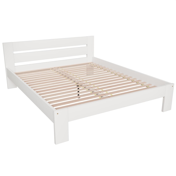 Drewniane łóżko białe HOXO 160 cm ze stelażem.jpg