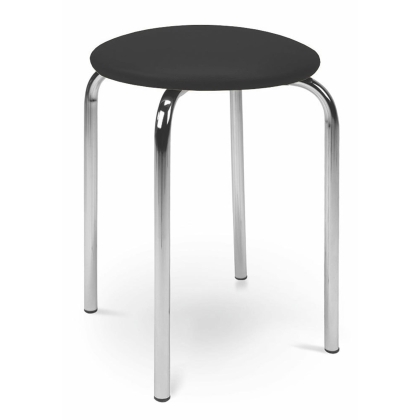 Taboret HICO okrągłe siedzisko eco skóra - czarny chrom.jpg