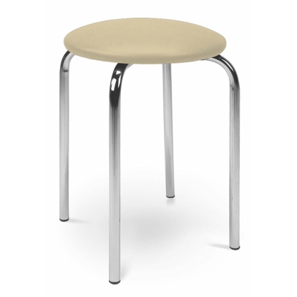 Taboret HICO okrągłe siedzisko eco skóra - krem chrom.jpg