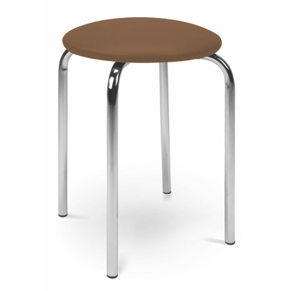 Taboret HICO okrągłe siedzisko eco skóra - brąz chrom.jpg