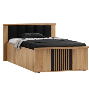 Łóżko młodzieżowe ze stelażem GAMMEL 90 dąb craft / czarne 117x207 cm