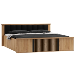 Łóżko młodzieżowe ze stelażem GAMMEL 160 dąb craft / czarne 187x207 cm