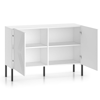 Komoda 2D MALACO biała nóżki czarne otwarta.jpg