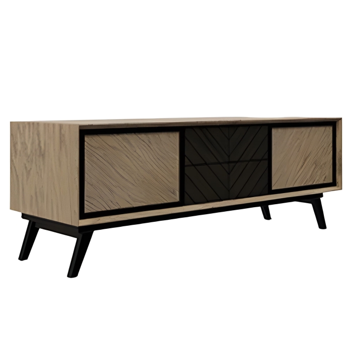 Szafka RTV  z szufladami dwudrzwiowa ORRIZZO na czarnych nóżkach.jpg